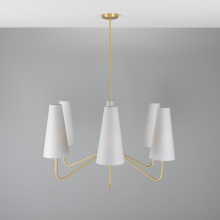 Mullan Lighting MLF356SATBRS/MLFS004WTE - Para Chandelier | Satin Brass